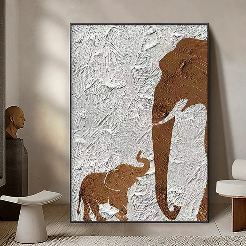 《吉祥如意》纯手绘肌理画现代简约客厅沙发背景墙装饰画玄关挂画