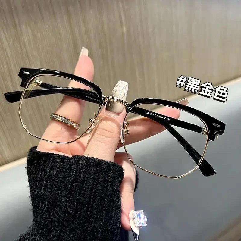 原版的复古半框近视眼镜防蓝光回头率超级高素颜男女百搭平光镜