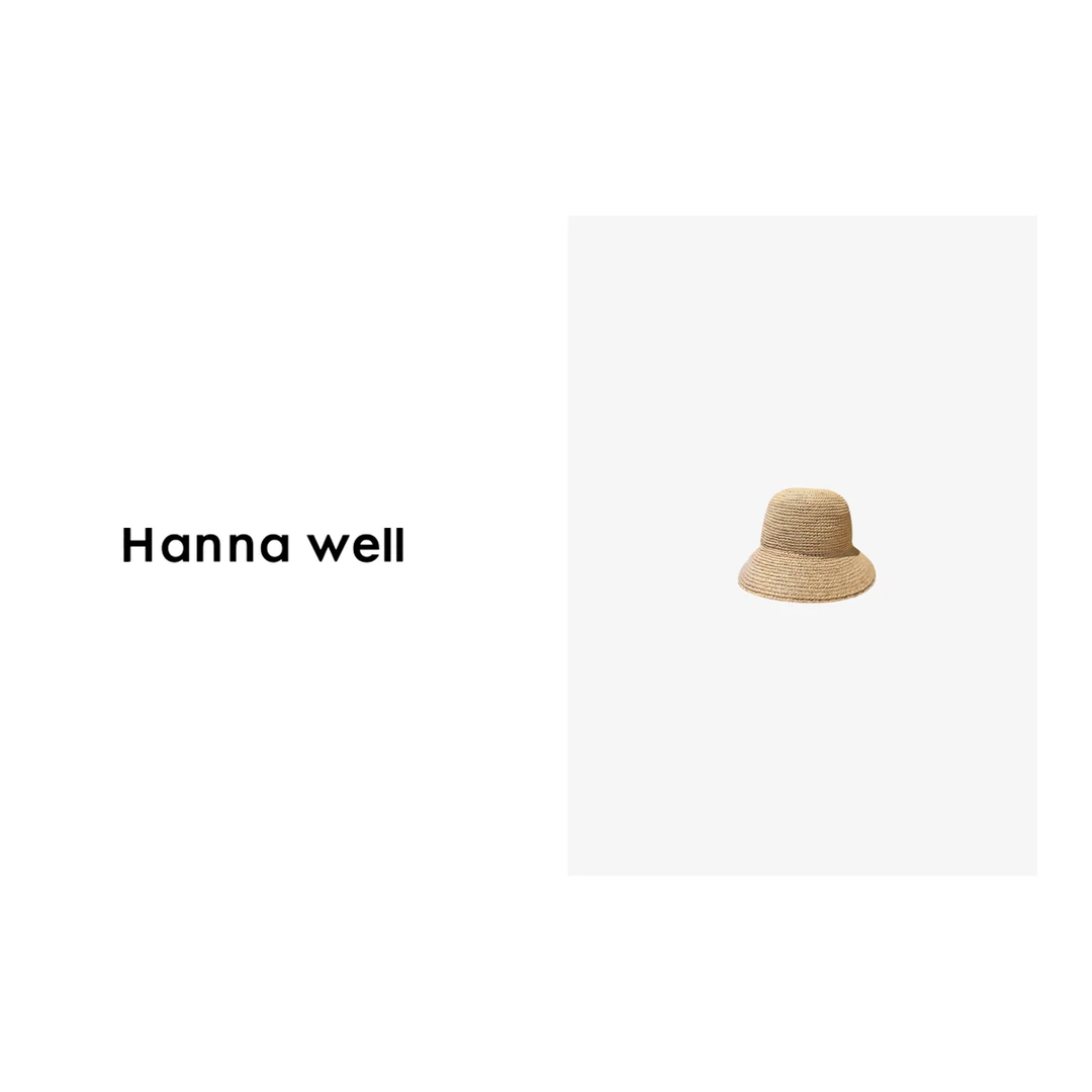 妞子与墩子 纯手工编织 拉菲草田园度假风渔夫沙滩草帽