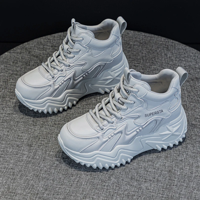 增高7cm厚底女鞋2024秋季新款灰色潮鞋时尚百搭防滑软底休闲运动