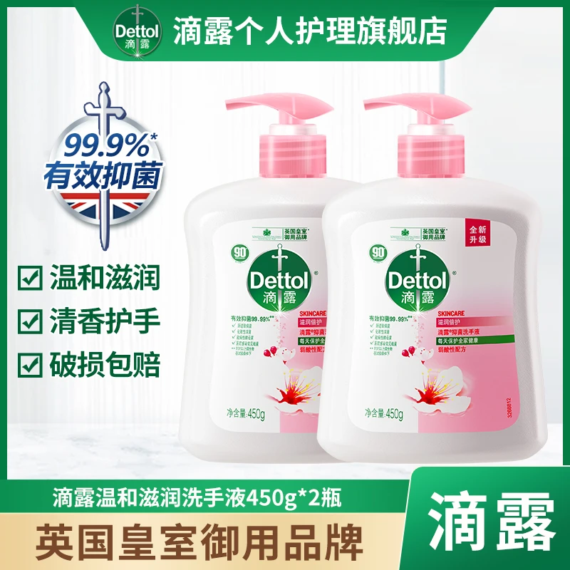 Dettol/滴露【达人专属】洗手液滋润倍护家用清香型450g*2瓶装