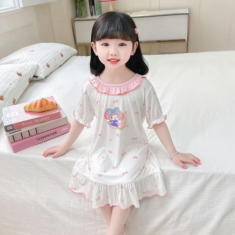 女童莫代尔睡衣夏天儿童公主睡裙薄款女宝宝休闲空调服女孩家居服
