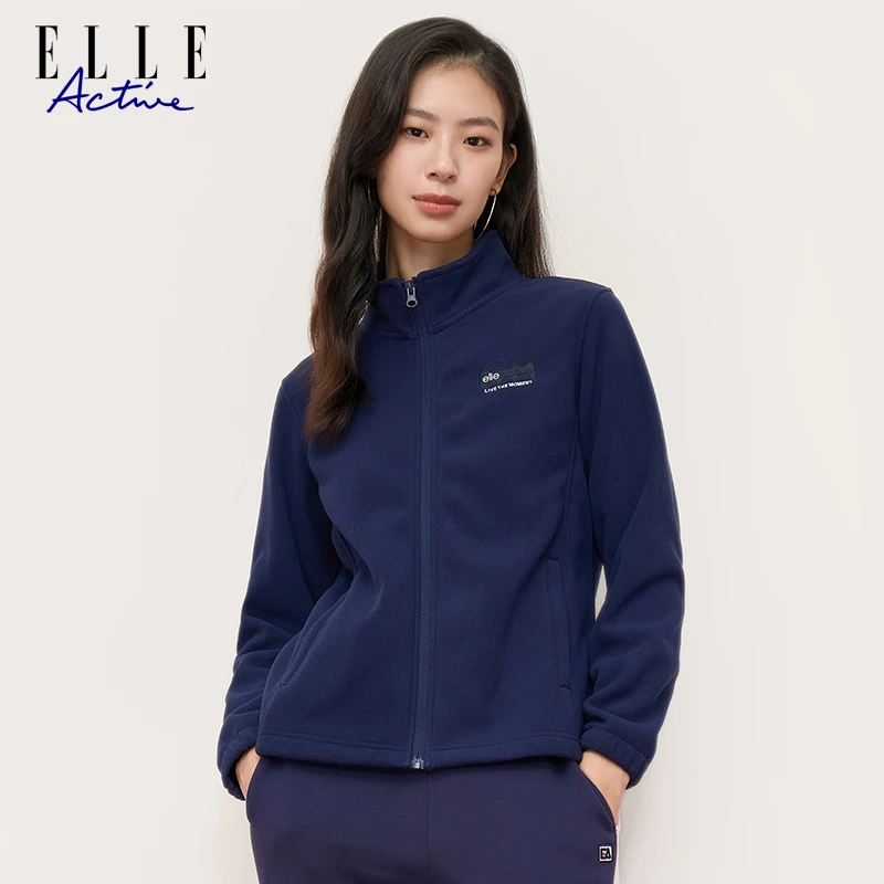 ELLE Active 春季新款运动户外休闲时尚舒适女装拉链立领女款外套