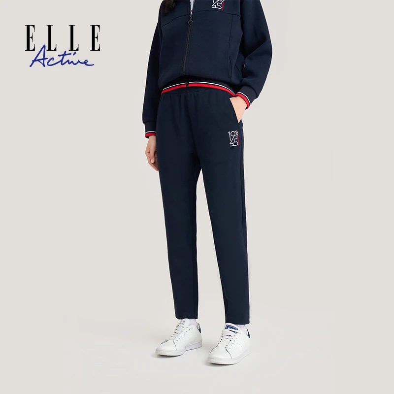 ELLE Active 【显瘦显腿直】舒适休闲中腰长裤休闲裤新款女士直筒裤