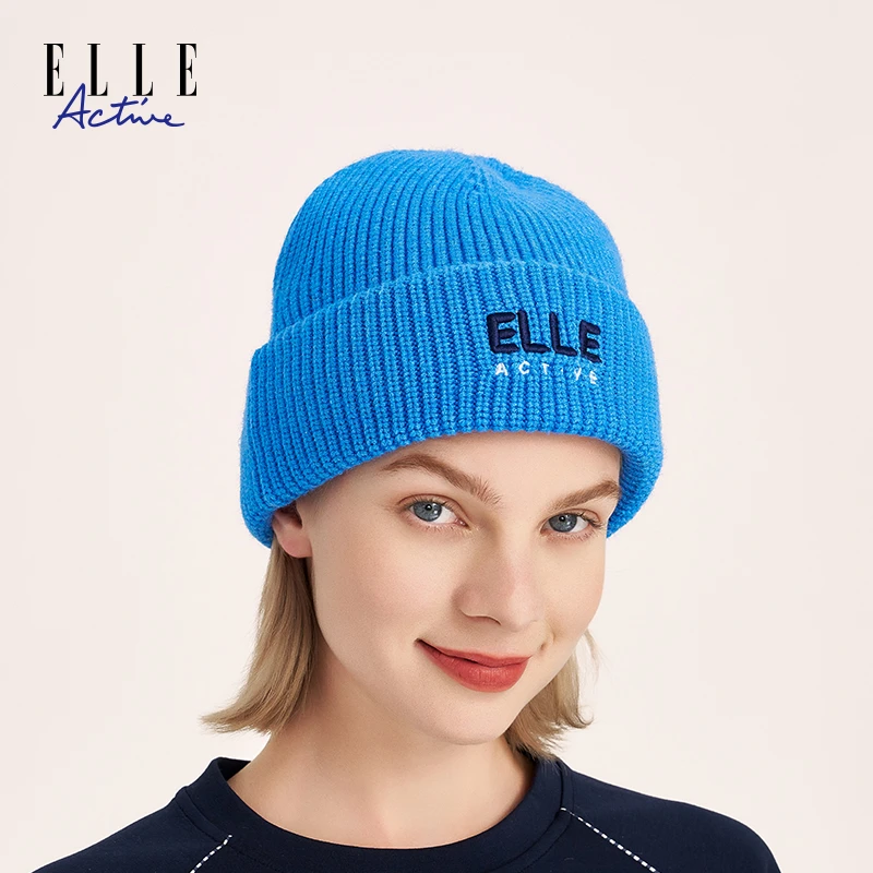 ELLE Active 经典百搭毛线帽软糯保暖显脸小设计休闲冬季帽子女款