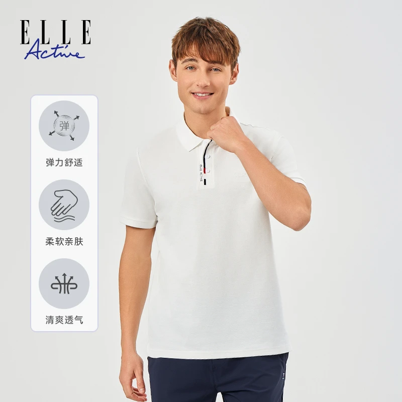 ELLE Active夏季男士短袖t恤休闲户外男装翻领polo衫简约男款上衣