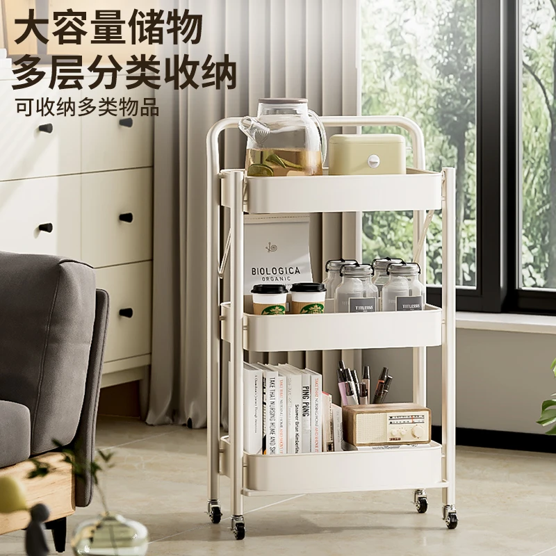 折叠小推车零食架子移动置物架落地厨房多层浴室卫生间收纳储物架