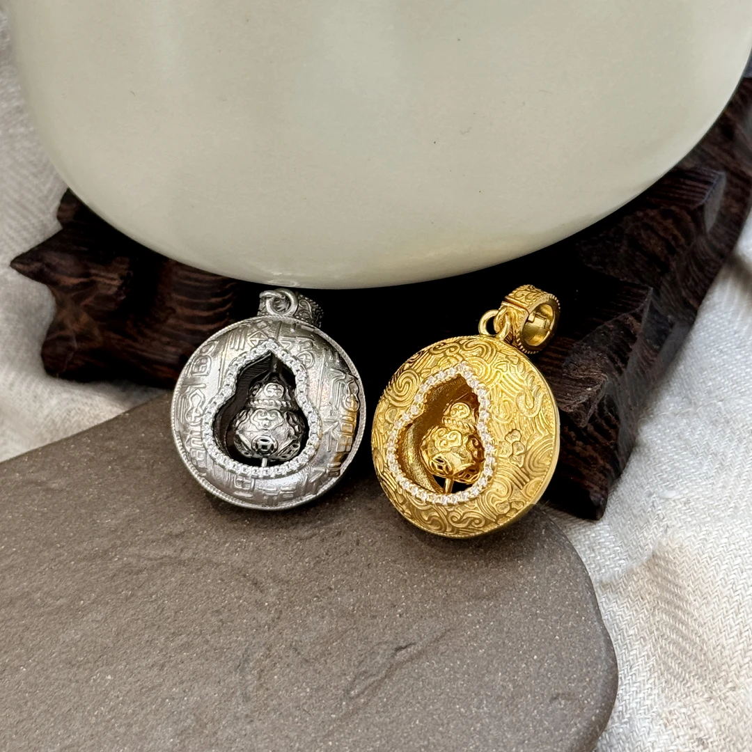 吊坠925银锆石 M7942 葫芦旋转圆形几何吊坠