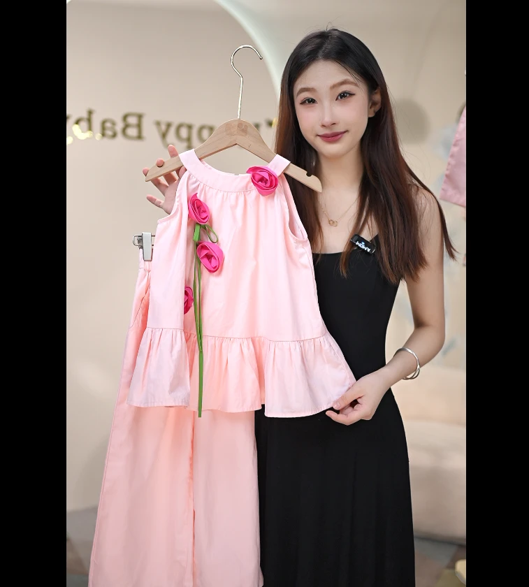 【现货】女童夏季新款时尚无袖娃娃衫宽松休闲套装070