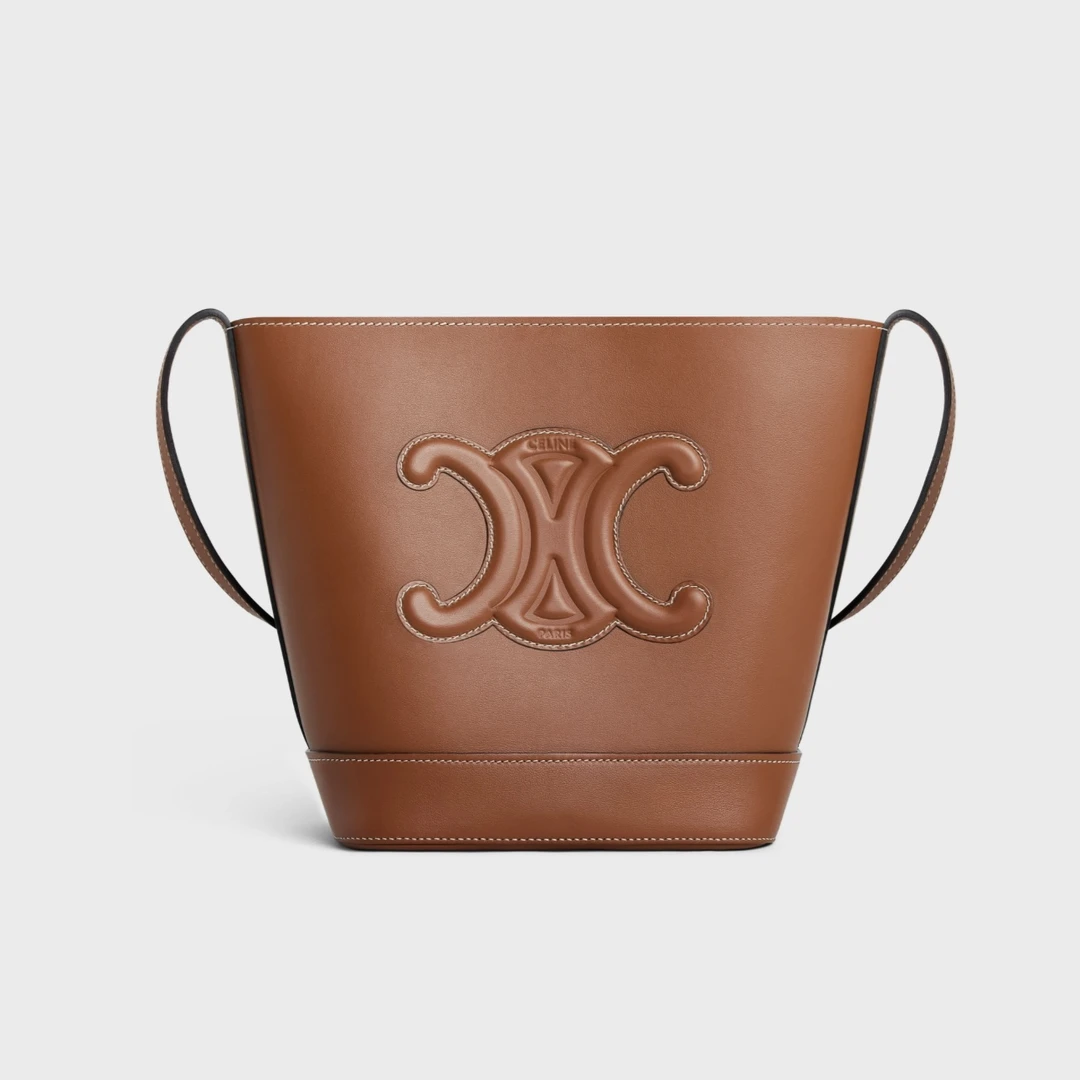 全新未使用 Celine/思琳 TRIOMPHE经典小号皮革水桶包 光滑小牛皮