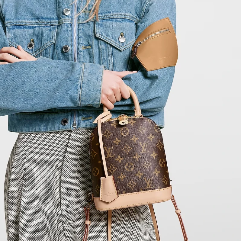 全新未使用 LouisVuitton/路易威登 新款老花双肩老花背壳包 爆款