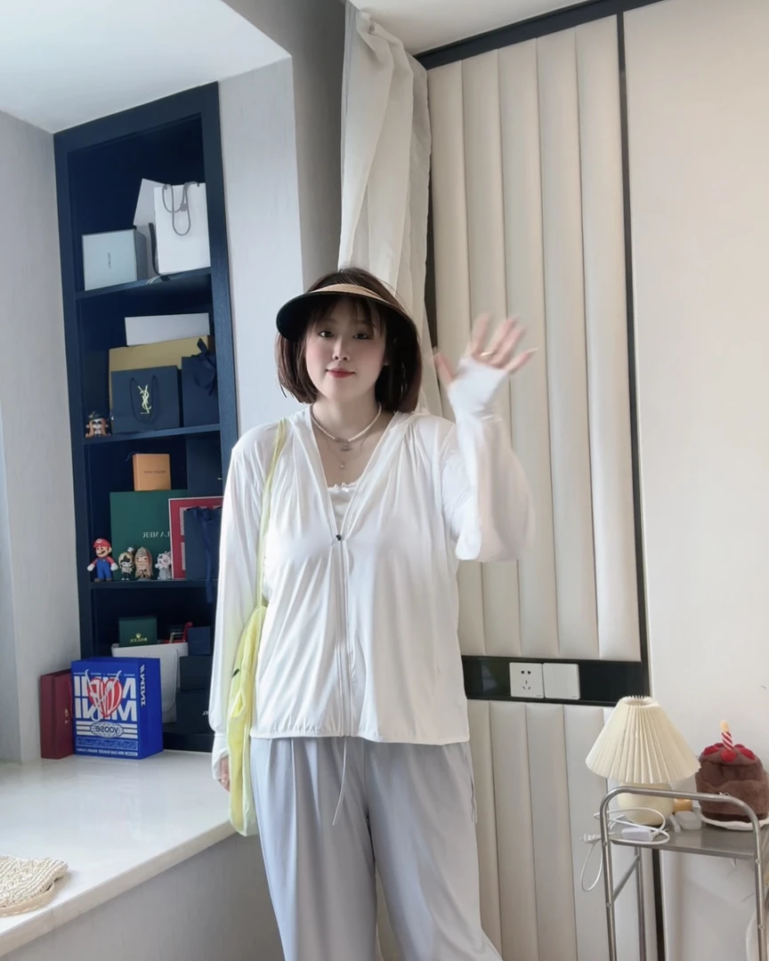 【阿甜大码】夏季百搭显瘦休闲透气时尚白色长袖外套薄款上衣宽松女