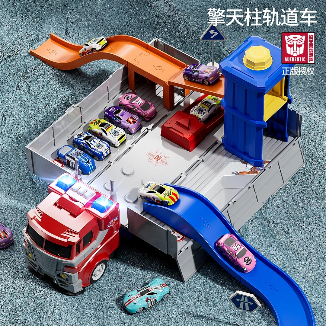 正版儿童擎天柱货柜车集装箱吊车合金小汽车变形轨道玩具男孩礼物