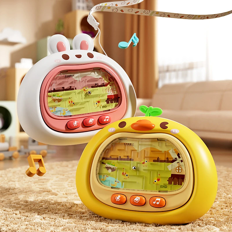儿童趣味平衡滚珠掌上走珠迷宫玩具宝宝早教故事机儿歌录音播放器