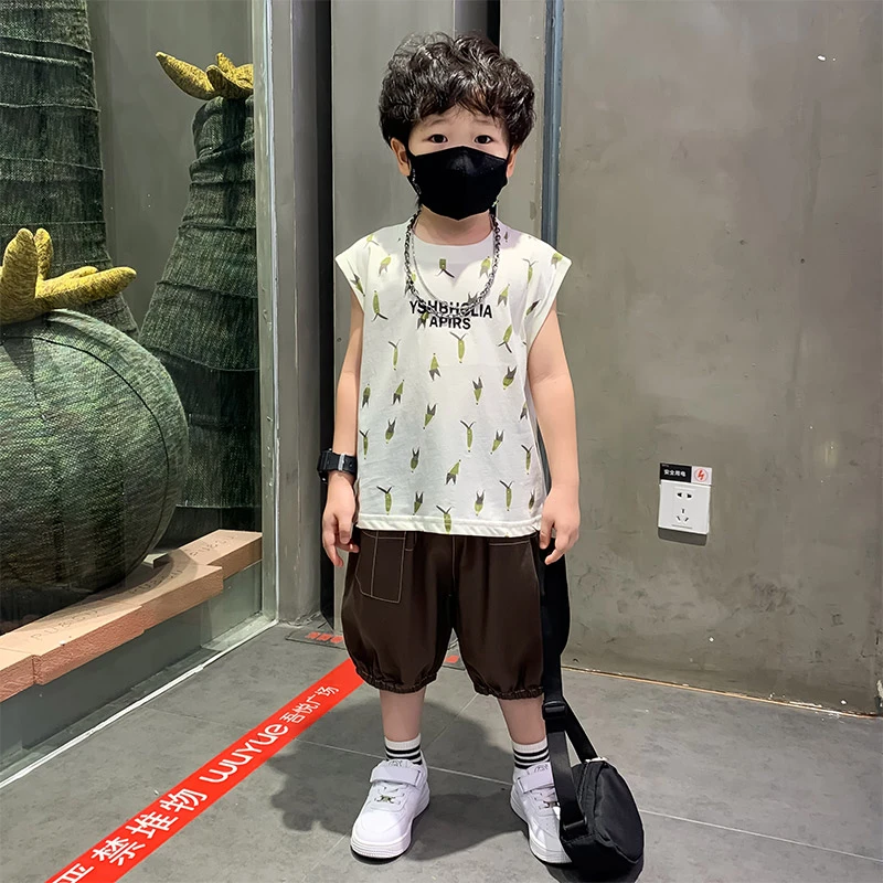 男童夏装套装帅气小男孩背心夏款2024新款时髦网红宝宝潮儿童衣服