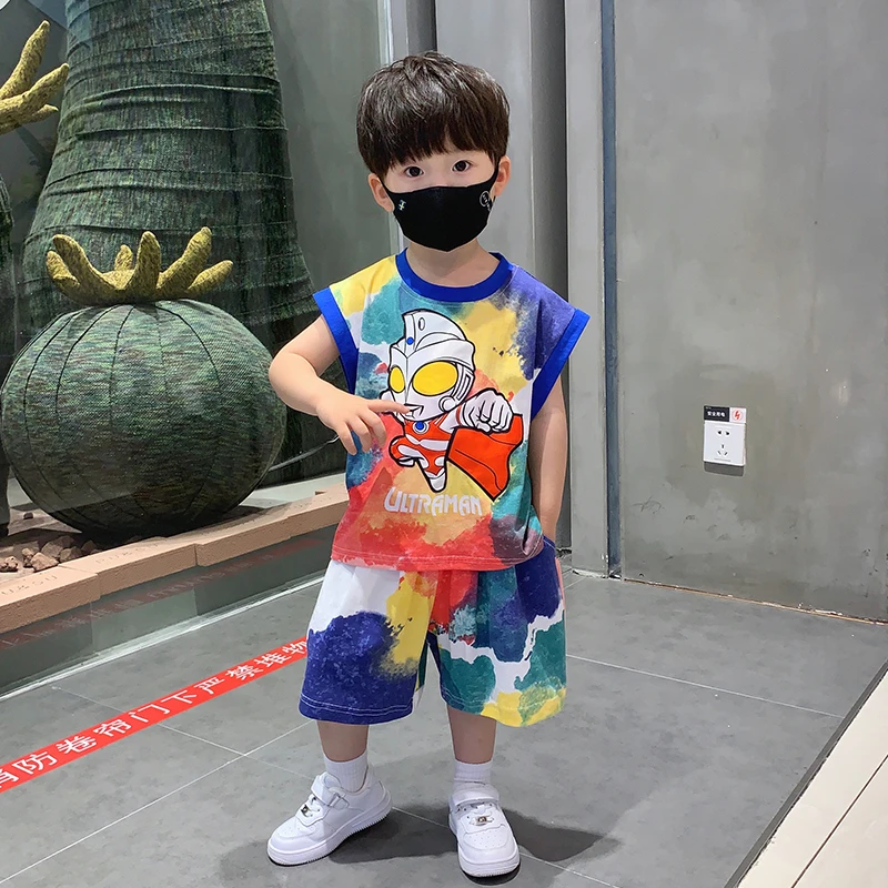 奥特曼ip儿童夏装背心套装2024款小孩潮帅无袖两件套夏季男童夏装
