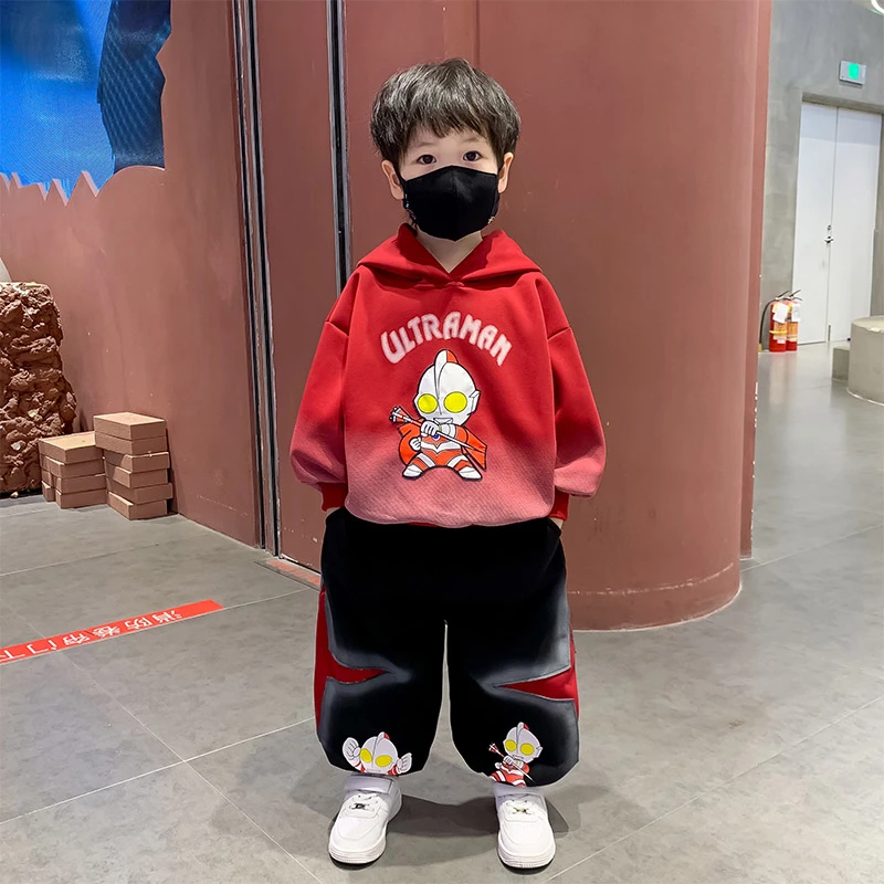 奥特曼衣服男童秋款卫衣套装2024新款洋气潮酷痞帅宝宝儿童春秋季