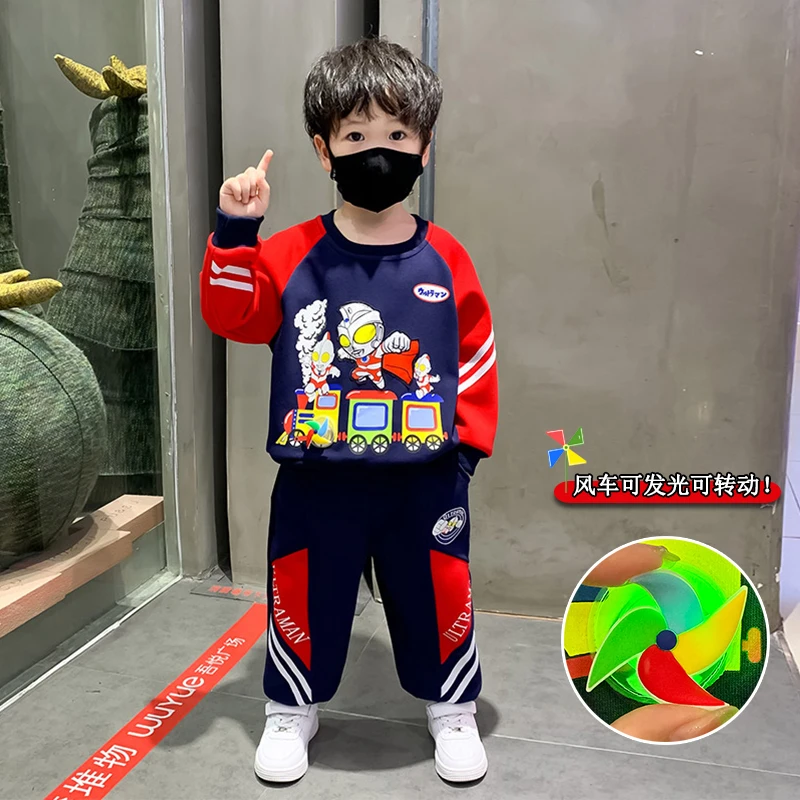 奥特曼衣服男童秋装套装2025新款儿童装男孩卫衣两件套宝宝运动装