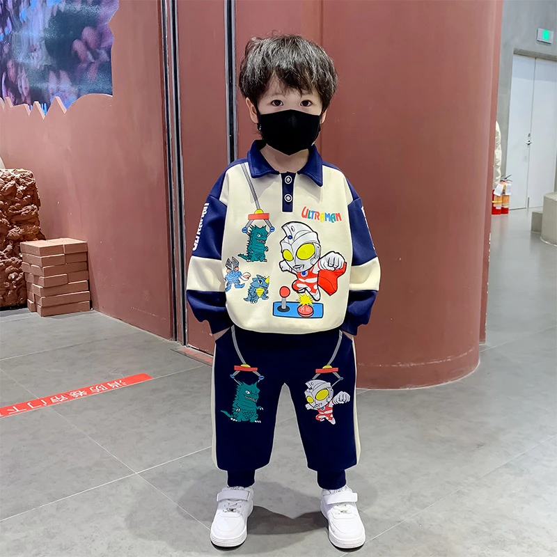 奥特曼衣服男童秋季卫衣套装2025年新款儿童时髦秋装两件套童装潮