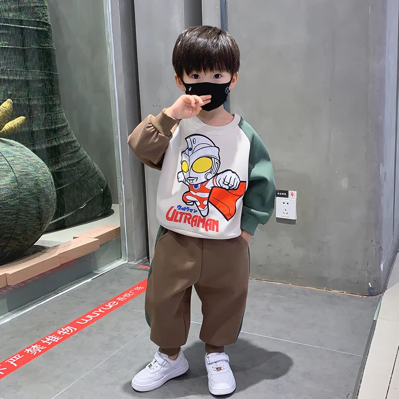 男童秋装长袖套装2023款奥特曼亮灯儿童两件套时髦秋季洋气衣服潮