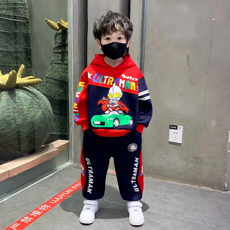 奥特曼衣服男童春秋套装2025新款帅气男孩童装儿童连帽卫衣两件套