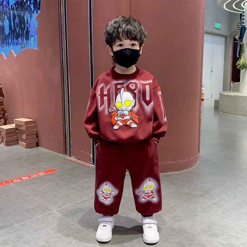 奥特曼衣服男童秋款套装2025新款痞帅气时髦儿童春秋季宝宝运动潮