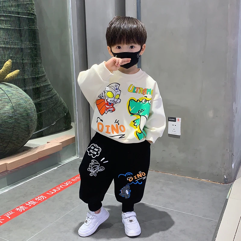 奥特曼亮灯男童春秋装长袖卫衣套装2024儿童潮两件套衣服童装