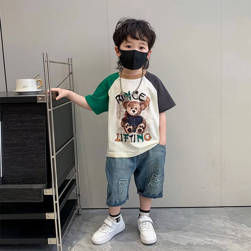 男童童装夏装潮酷套装2025新款帅气时髦宝宝短袖T恤小儿童两件套