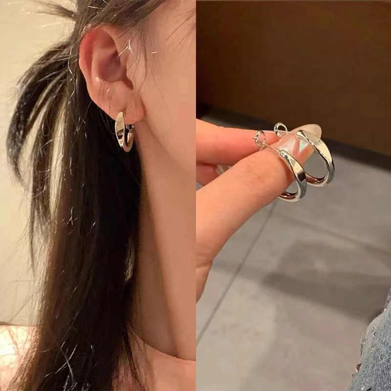 辣妹甜酷简约圆圈耳圈新款潮欧美气质高级大气耳环女小众耳饰4433