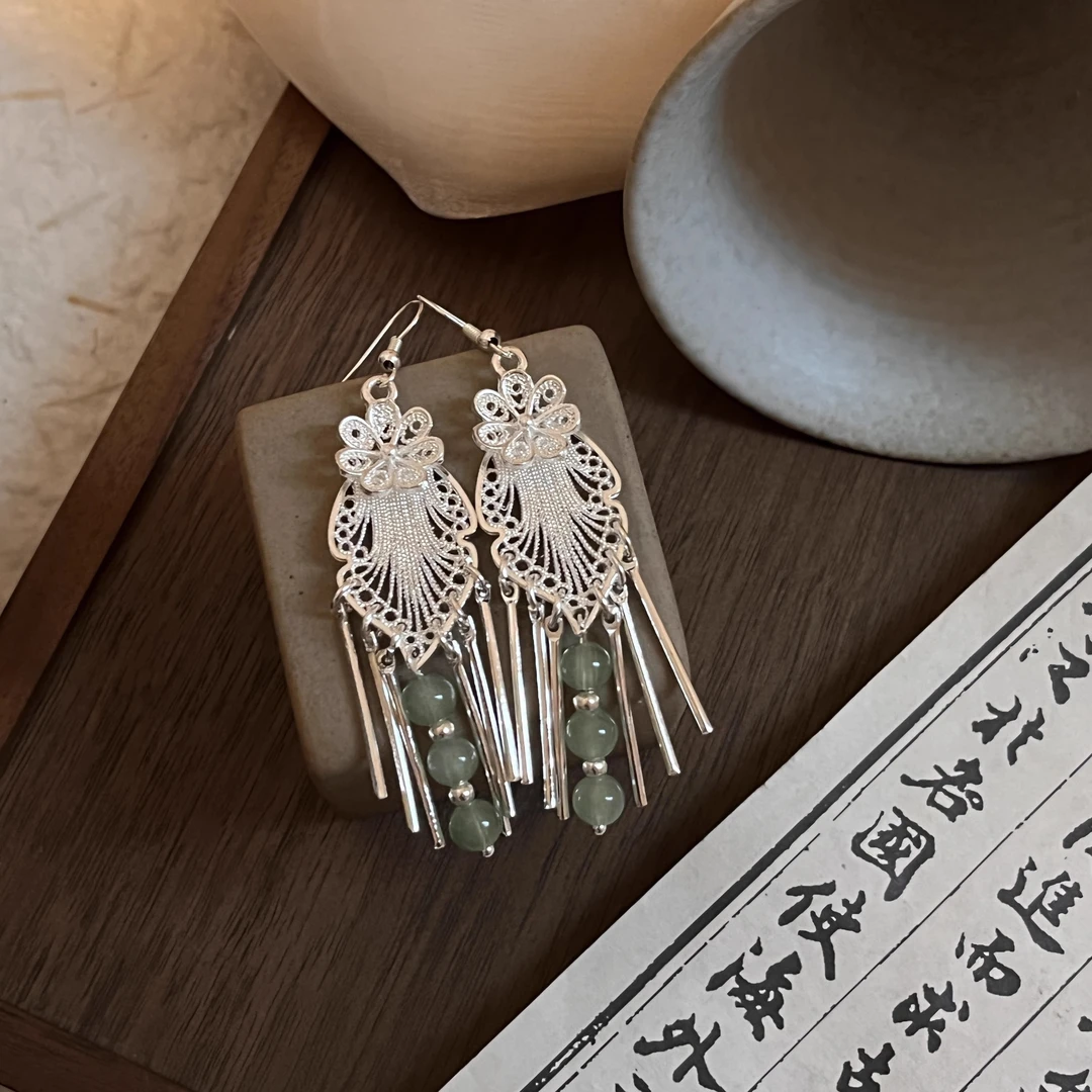 银针耳饰 3634新中式长款流苏耳环中国风古风气质高级感耳饰