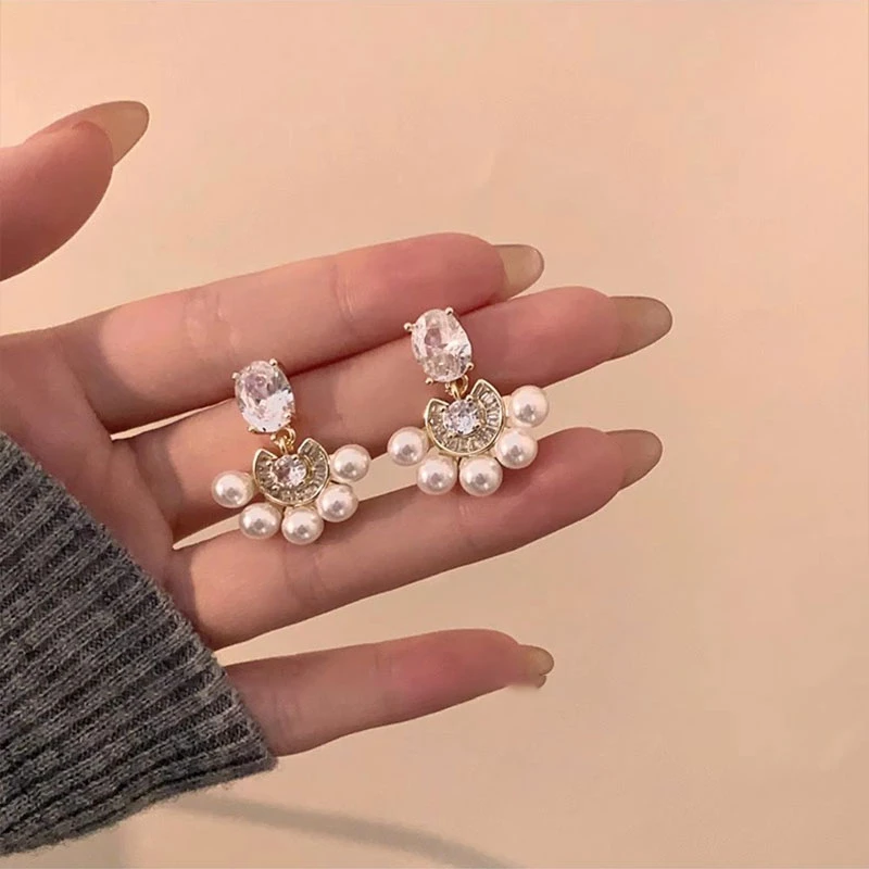 法式微镶仿珍珠耳环女新款爆款耳坠小众复古独特设计感耳饰潮2737