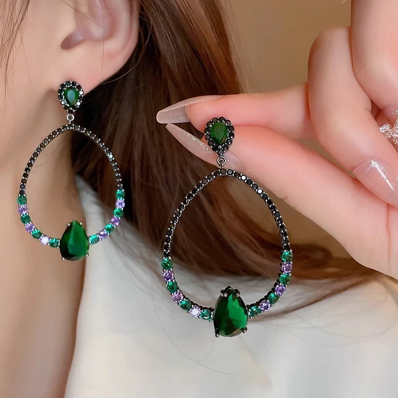 925银针水滴大耳环轻奢高级感夸张气质耳坠新款小众设计耳饰1406