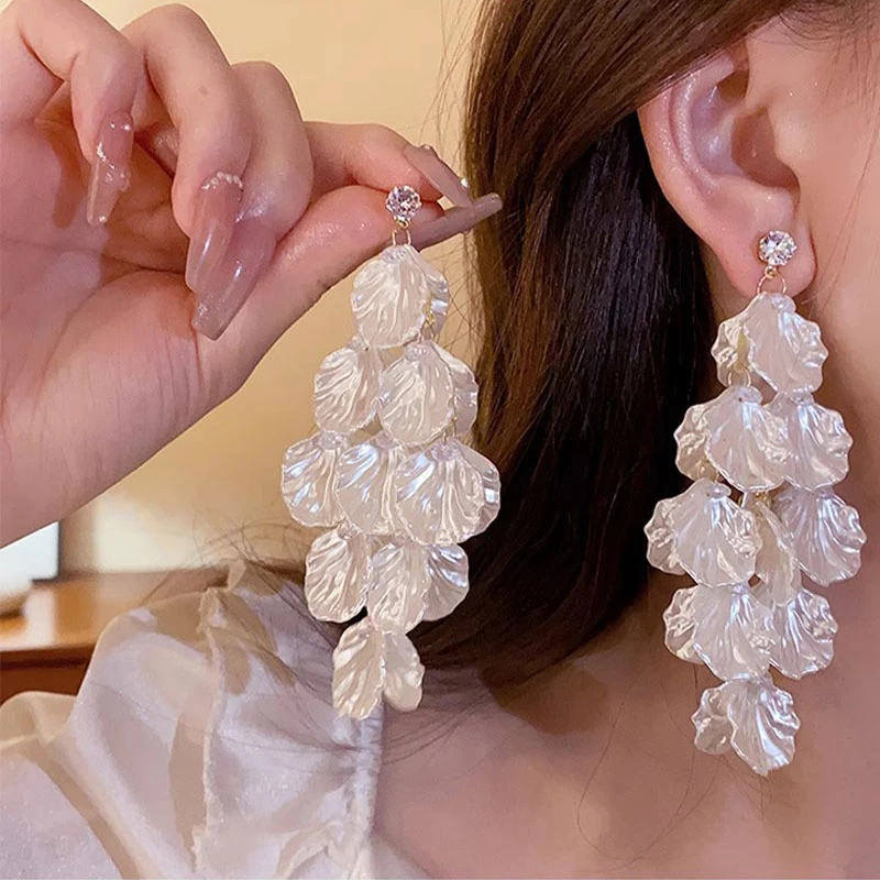 仙气长款花瓣流苏耳环新款爆款复古气质耳钉女夸张高级感耳饰4141