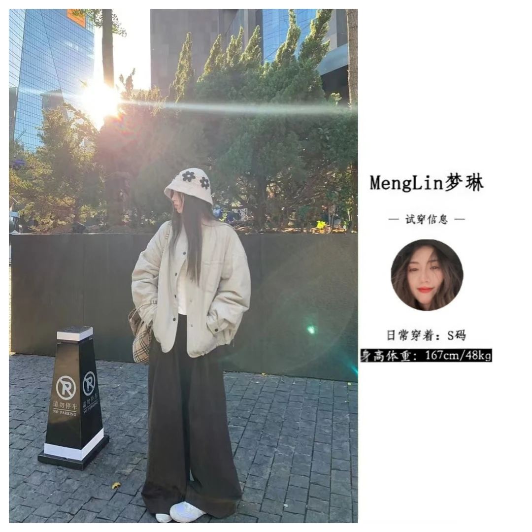 复古宽松夹棉保暖长袖棉衣女2024冬季新款百搭圆领棉服外套8268