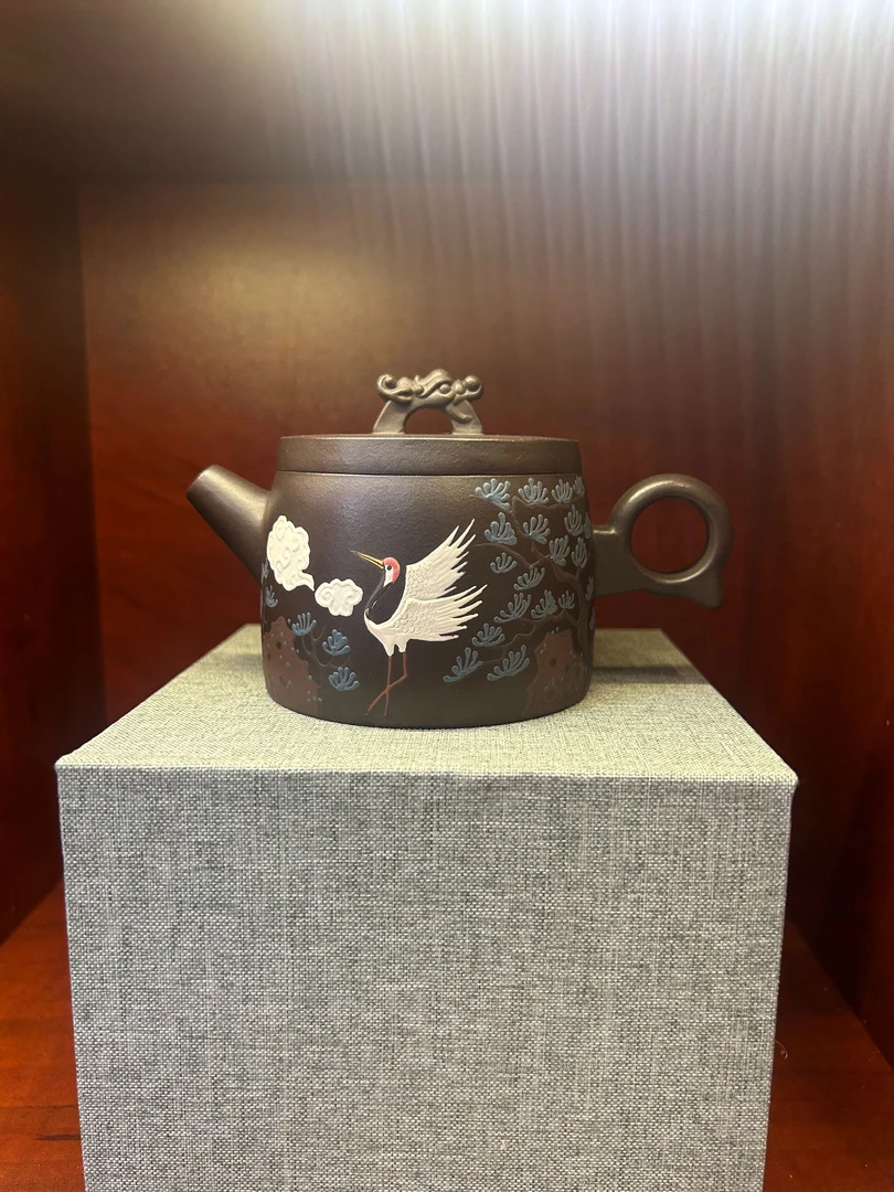 石黄仙鹤称心如意【晨】全手工紫砂壶