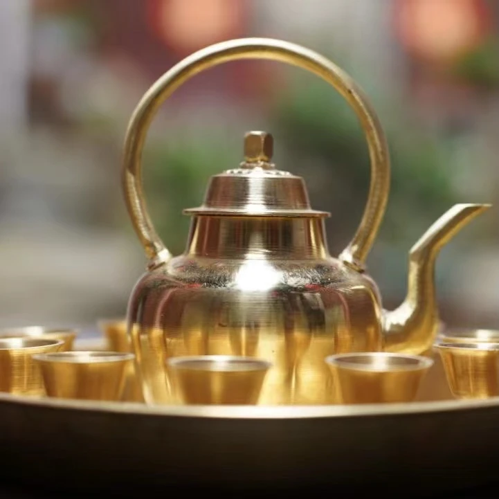 柯记酒具手工家用高档酒壶酒杯复古加厚复古风葫芦水壶铜酒壶酒器