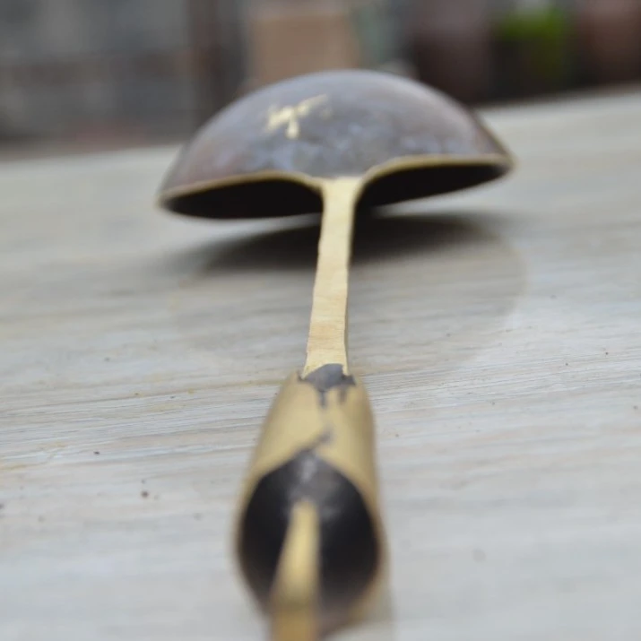 柯记黄铜炒锅铜勺子铜勺加厚加长纯手工铜制炒勺家用商用黄铜炒勺