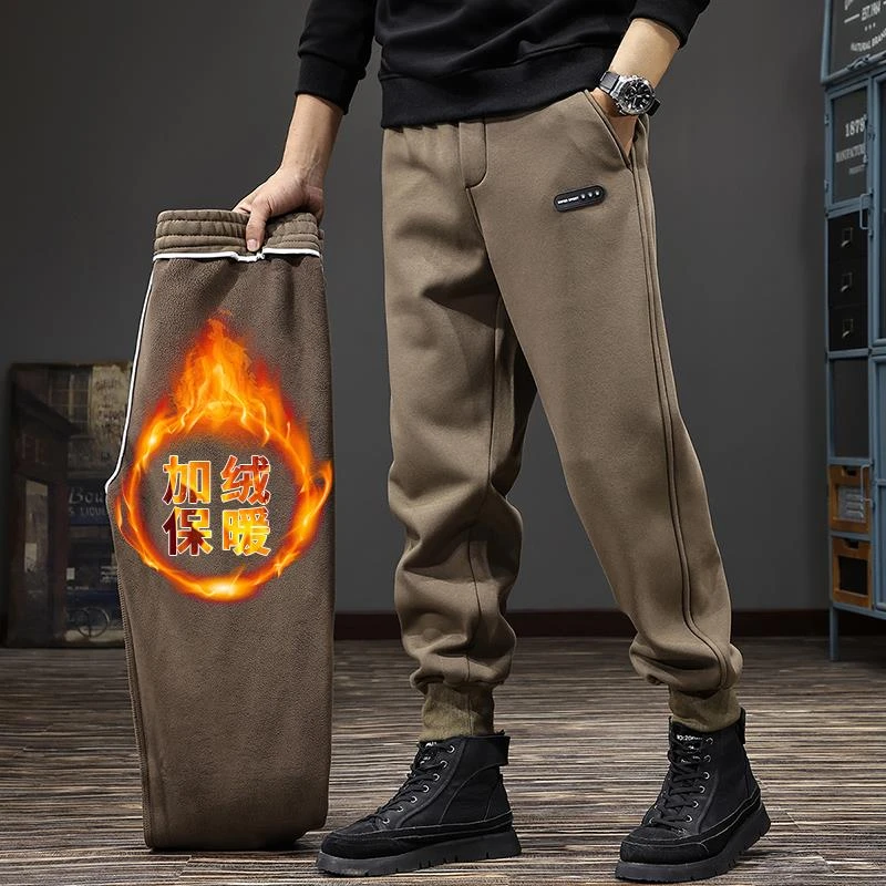 冬季加绒重磅卫裤男美式潮流哈伦休闲裤新款运动宽松爆款束脚裤子
