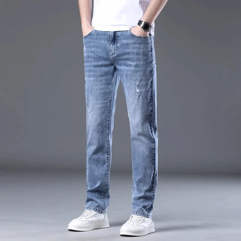 直筒牛仔裤男款2025新款潮牌高端宽松男士长裤弹力休闲男生裤子潮
