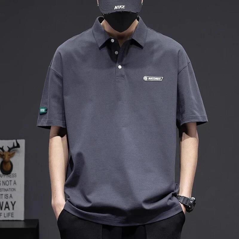 夏季短袖POLO衫男士宽松爆款纯棉上衣潮流复古翻领体恤男装保罗衫
