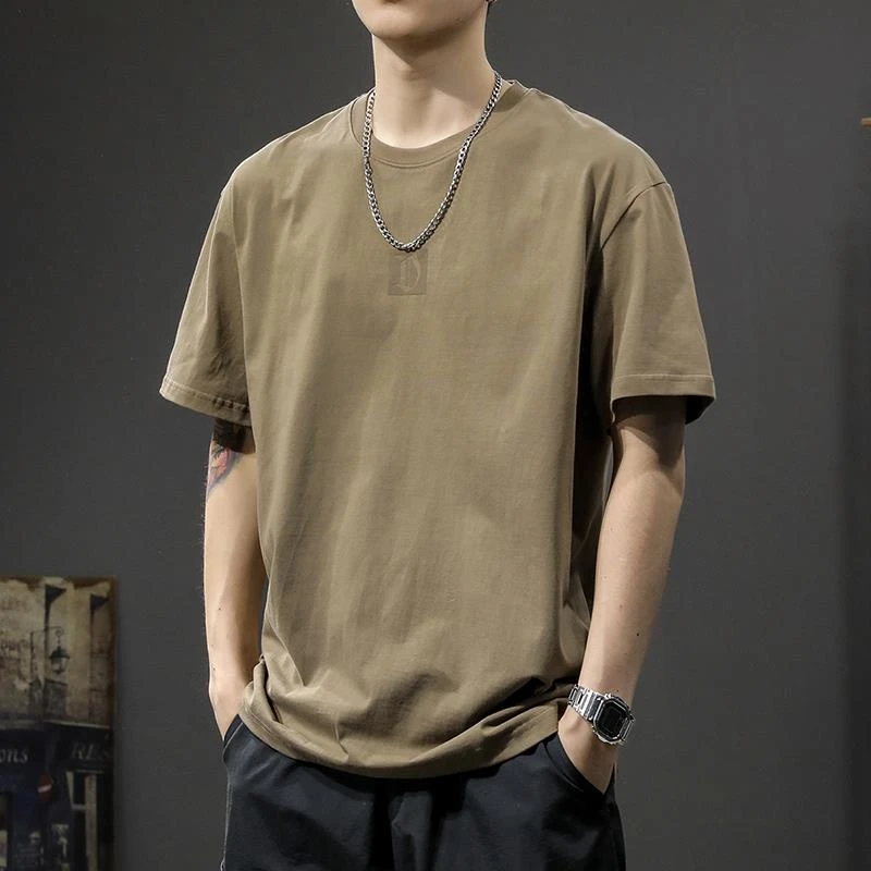 美式重磅复古纯棉短袖t恤男宽松爆款夏季潮牌ins痞帅男士圆领半袖