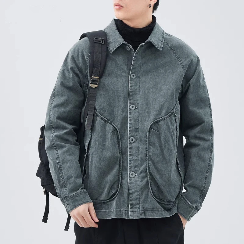 男美式高级感保暖工装衬衫夹克外套男新款冬季可拆卸内胆夹克外套