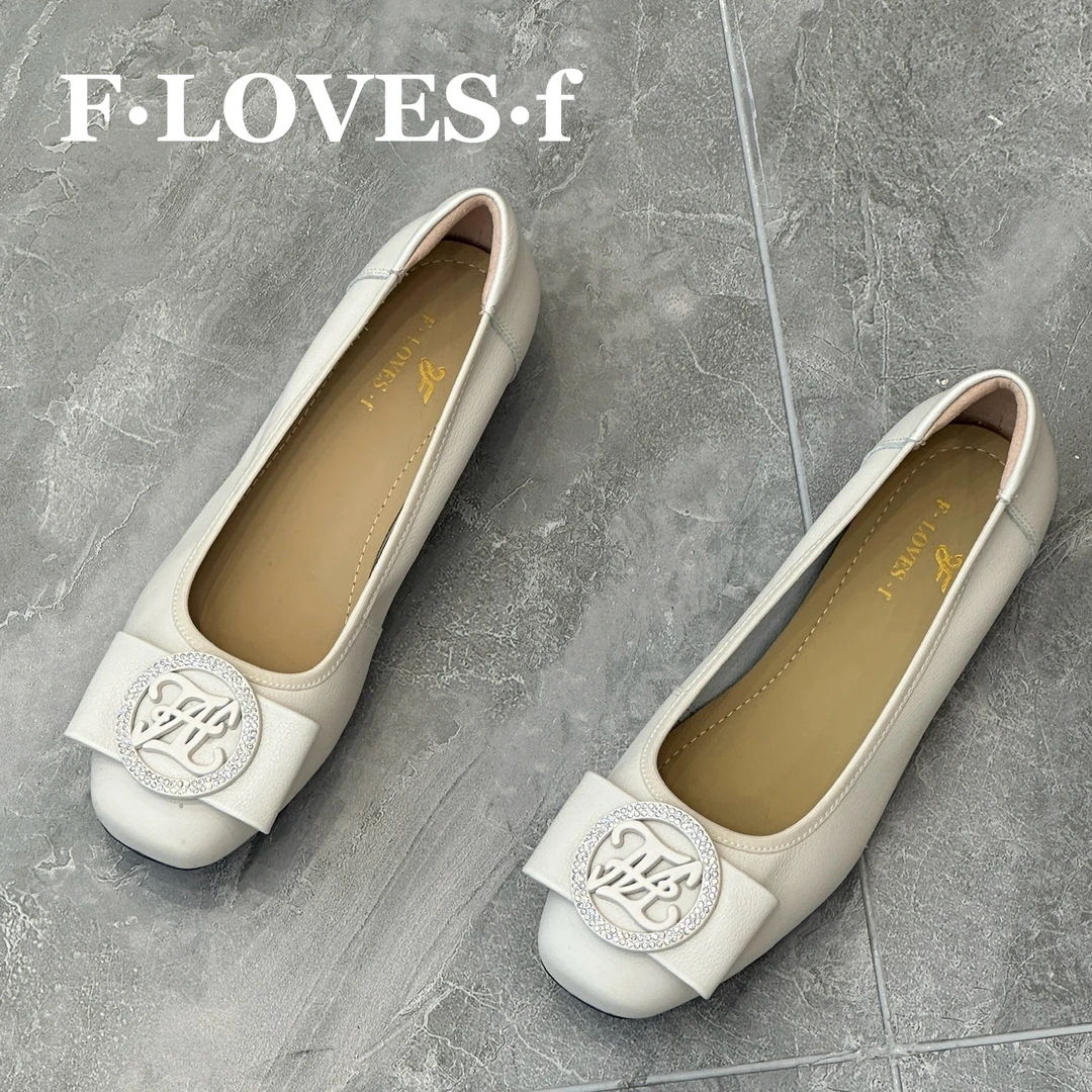 方爱芳女鞋牛皮舒适时尚休闲百搭软底方头浅口圆头