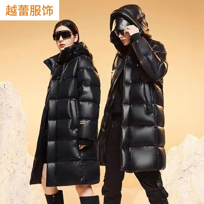 鹅绒服黑金八格高端羽绒服加厚男女长款过膝极寒冬季外套三防免洗