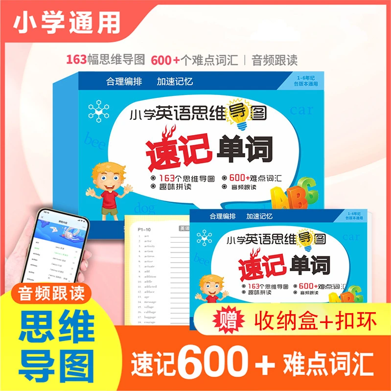 【小学英语速记单词手卡】2024新版思维导图小学生速记单词小学通用