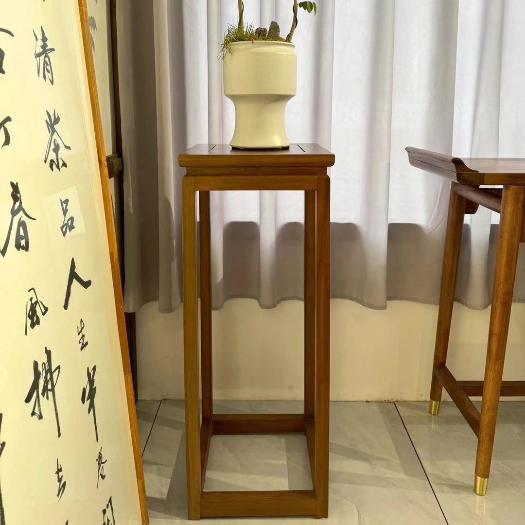 新中式简易实木花架柚木家用