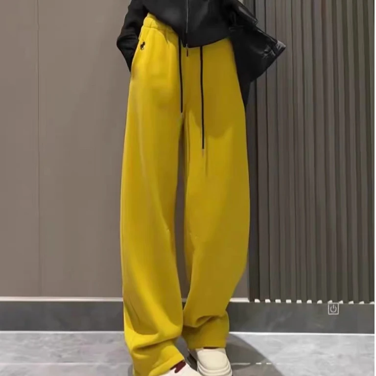 【大清货】加绒小马裤运动卫裤女高腰休闲拖地裤显瘦香蕉裤刺绣长裤