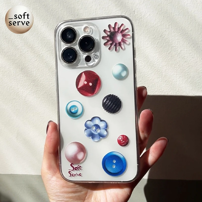 SoftServe柔软供应 纽扣家族 原创iphone透明液态硅胶手机保护壳