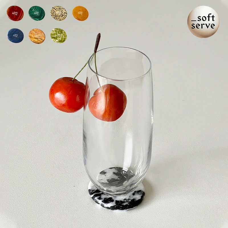 SoftServe柔软供应 饮石杯 五色天然玉石玻璃果汁杯单支插花瓶