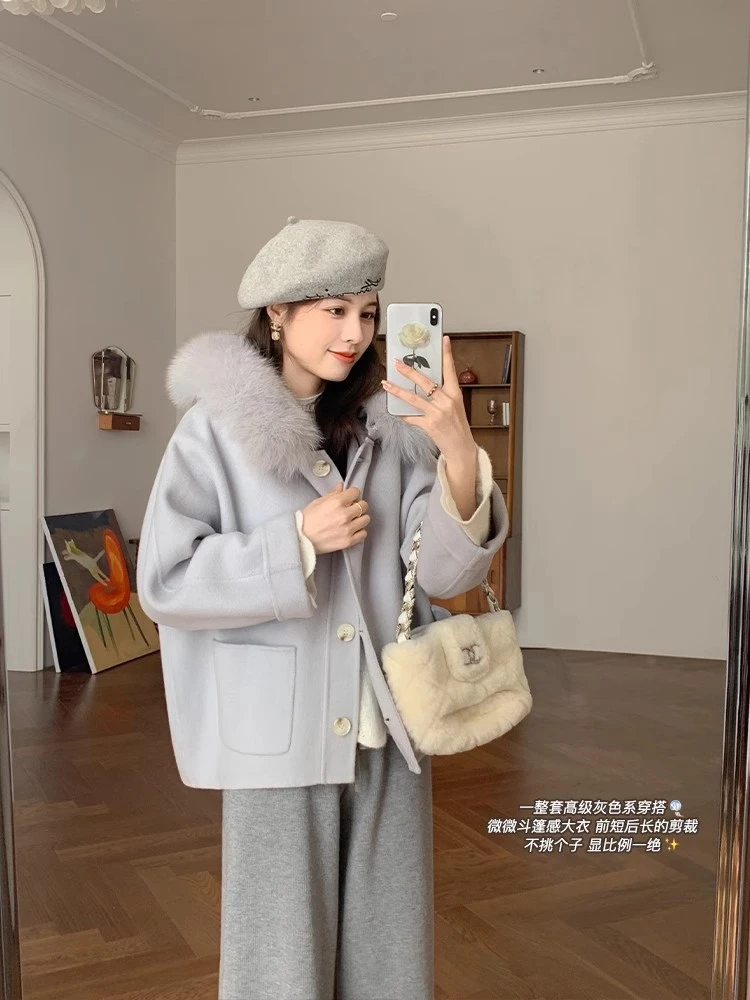 花栗鼠小姐    北岛恋人/羊驼毛+羊毛 娇软矜贵气质4色双面呢大衣